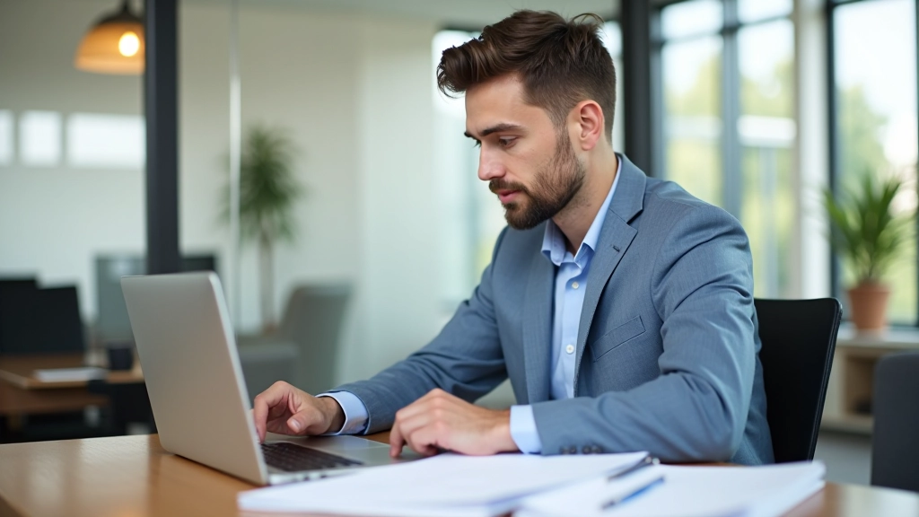Business owner reviewing different billing model options on laptop screen